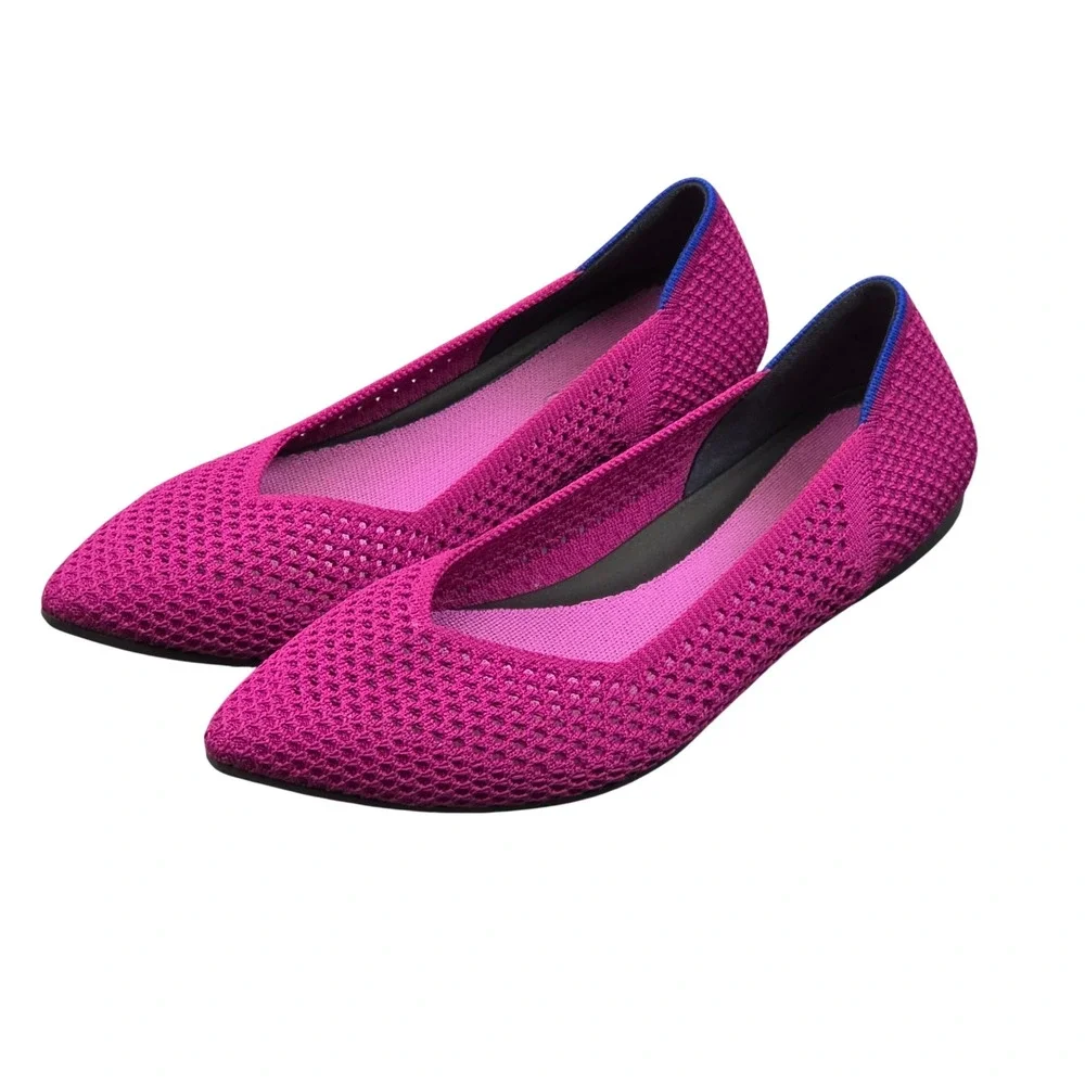 Rothys The Point Women 9.5 Pink Fuchsia Pointed Toe Flats Comfy Chic Dopamine